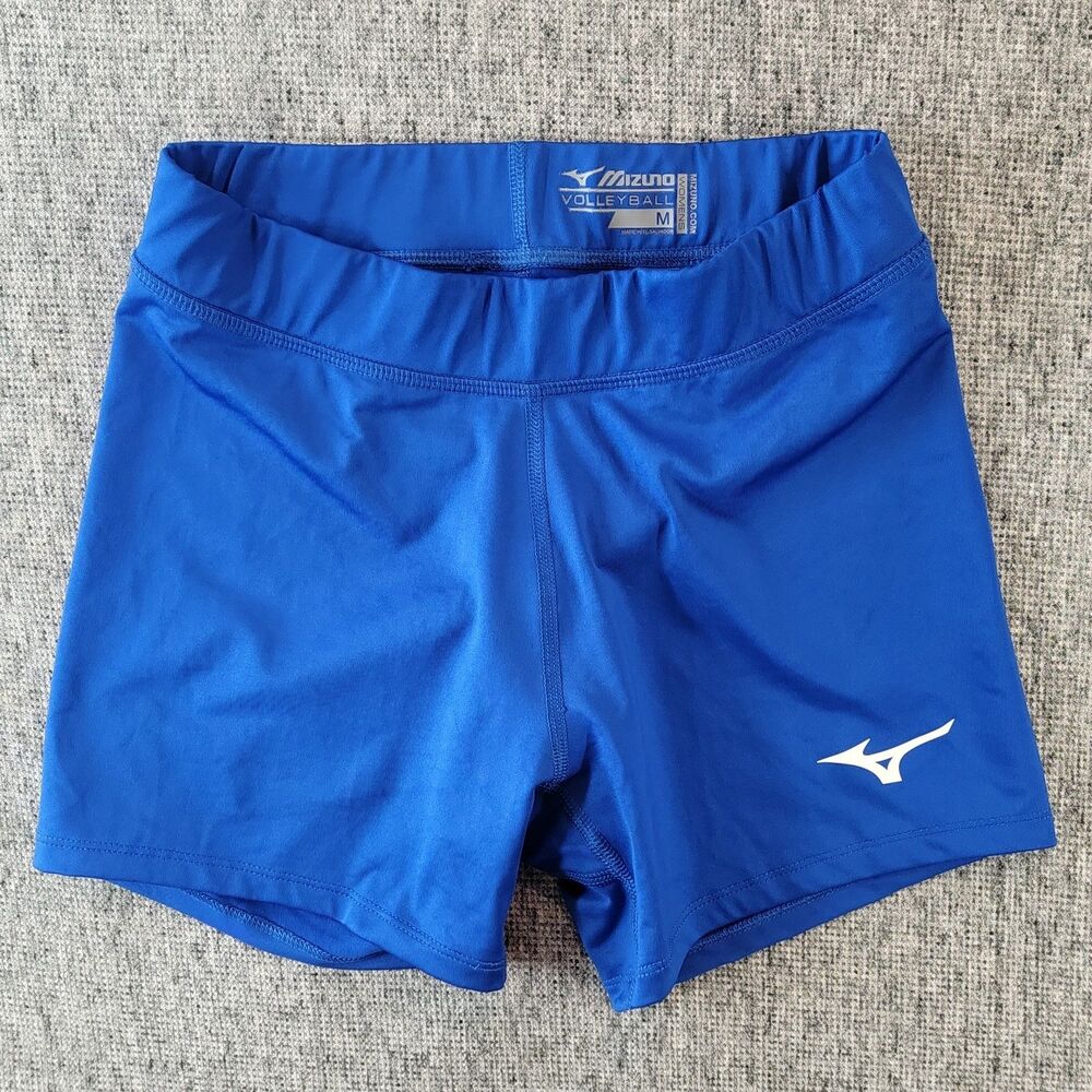 Mizuno Women M Volleyball Shorts Royal Blue Spandex Athletic Compression Spandex